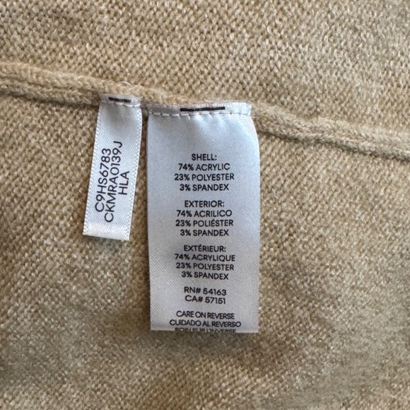 CALVIN KLEIN tan camel colored cowl neck sweater with pockets womens L - Picture 5 of 8